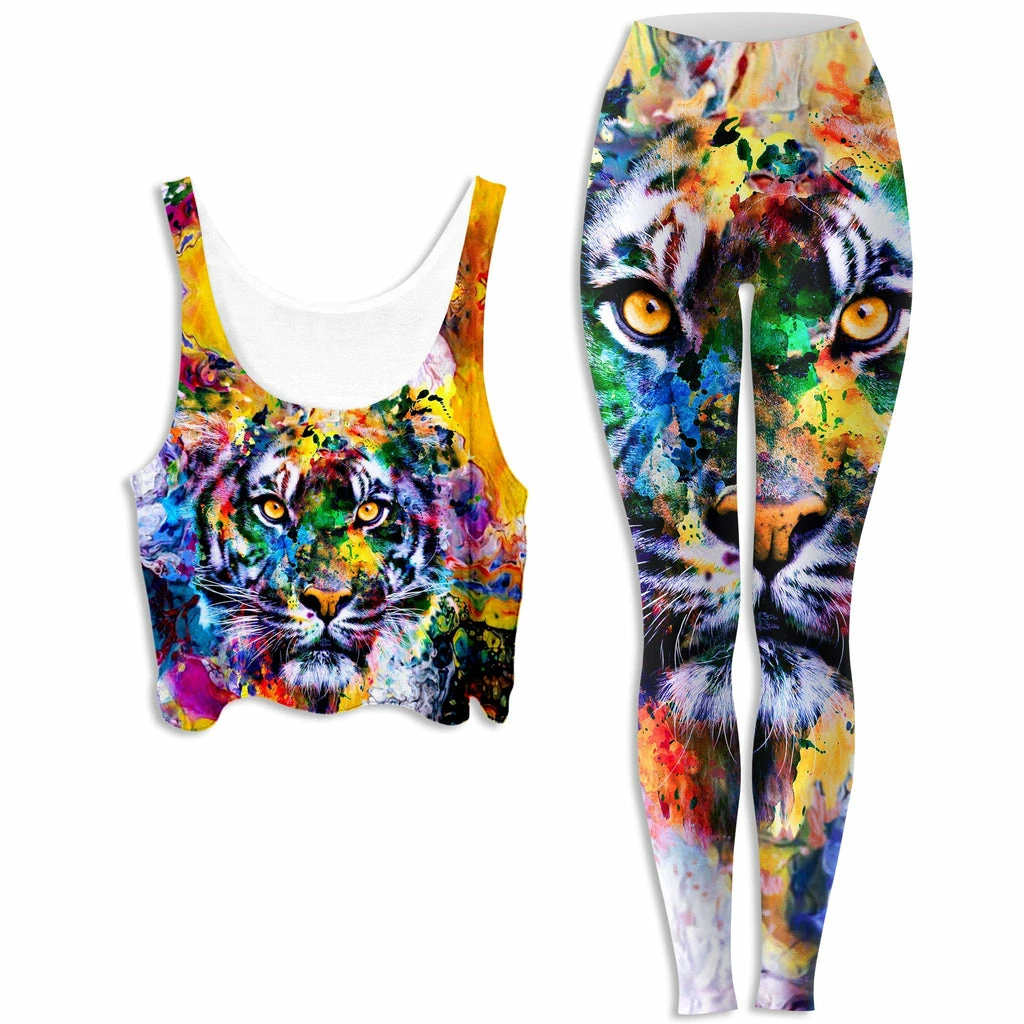 Ready To Ship Tiger Crop Top And Leggings Combo