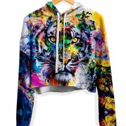 T6 Tiger Fleece Crop Hoodie