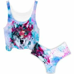 Ready To Ship Wolf Crop Top And Booty Shorts Combo