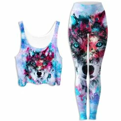 Ready To Ship Wolf Crop Top And Leggings Combo