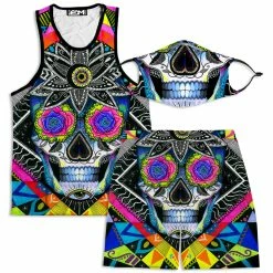 Ready To Ship Suger Skull Tank And Shorts With PM 2.5 Face Mask Combo