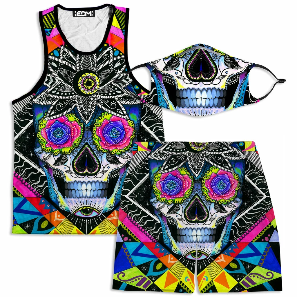 Suger Skull Tank and Shorts with PM 2.5 Face Mask Combo Ready To Ship Suger Skull Tank And Shorts With PM 2.5 Face Mask Combo -iEDM Shop svenja jodicke suger skull tank and shorts with pm 2 5 face mask combo